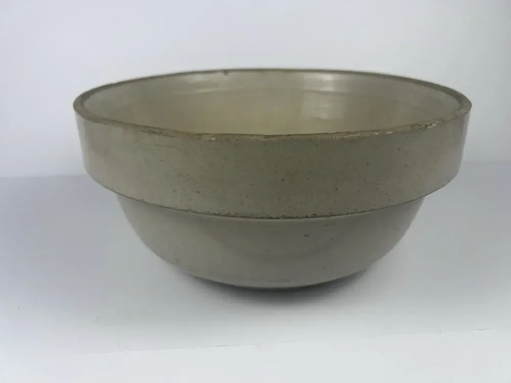 Antique Stoneware Bowl Large 10 1/2” Diameter Dough Bowl Mixing Crock Pot